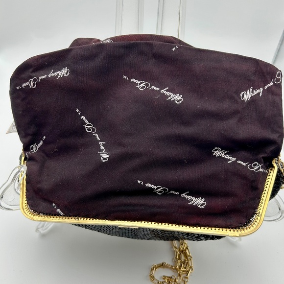 Whiting & Davis Mesh Evening Gold Chain Bag Black EUC - Picture 13 of 15